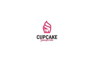 idea de ilustración de vector de diseño de logotipo de cupcake plano