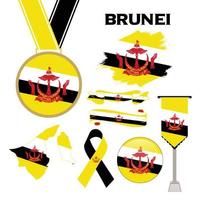 colección de elementos con la plantilla de diseño de la bandera de brunei vector