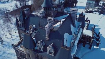 Aerial Top view of Garibaldi Castle in Togliatti, sights of Russia video