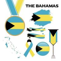 colección de elementos con la plantilla de diseño de la bandera de las Bahamas vector