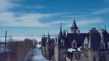 Aerial Top view of Garibaldi Castle in Togliatti, sights of Russia video