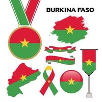 colección de elementos con la plantilla de diseño de la bandera de burkina faso vector