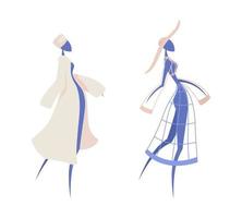 Mannequins in winter outfits semi flat color vector object. Editable element. Full sized item on white. Christmas decorating simple cartoon style illustration for web graphic design and animation