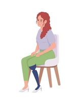 Young woman with leg prosthesis semi flat color vector character. Editable figure. Full body person on white. Disability simple cartoon style illustration for web graphic design and animation