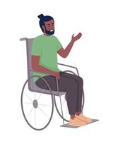 Smiling man in wheelchair semi flat color vector character. Editable figure. Full body person on white. Injury effect simple cartoon style illustration for web graphic design and animation