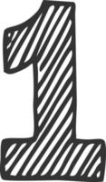 numeral one letter sketch vector. Hand drawn vector number