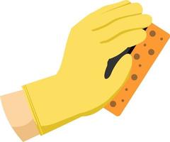 Hand in a glove with a cleaning sponge. Cleaning service icon. Included icons such as laundry, cleaning, wiping, hygiene and more. Washing flat icon vector