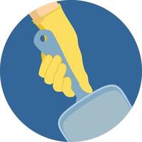 Hand in a glove with a scoop for cleaning. Cleaning service icon. Included icons such as laundry, cleaning, wiping, hygiene and more. Washing flat icon vector