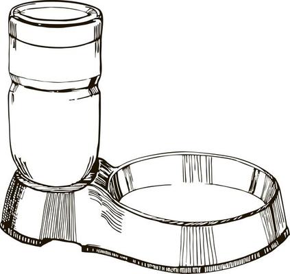 Water feeder for pet. Sketch on isolated white background. Dishes for  animals, feeder. Hand-drawn sketch. Care for home animals 14398630 Vector  Art at Vecteezy
