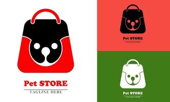 eleman gato cabeza y bolsa logo icono tienda de mascotas vector