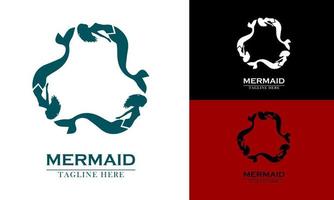 three mermaids forming a circle icon logo vector