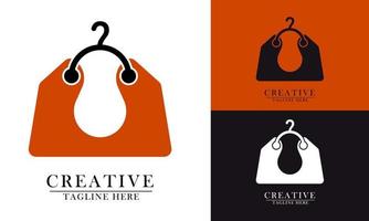 women's bag and clothes hanger element logo icon vector