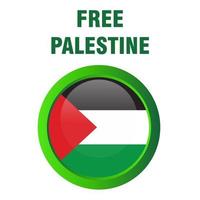 Button as a symbol of palestine flag. Free palestine vector