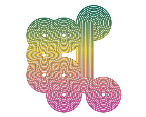 geometric shape curved lines and circles on a white background