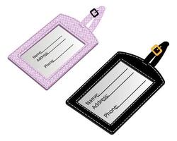 are two different name badge with the name address and telephone number vector