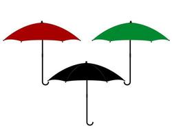 Three in different colors of the umbrella from the rain and bad weather vector