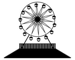 black silhouette of Ferris wheels stair fence vector