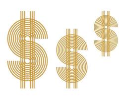 three yellow by lines dollar symbol on a white background vector