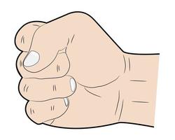 Hand showing a a fist on a white background vector