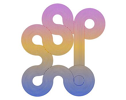 figura geométrica coloreada líneas sinuosas sobre un fondo blanco vector