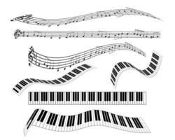 son diferentes las notas de la clave de sol de la notación del pentagrama del piano del teclado vector