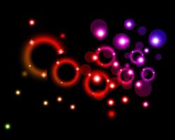 background with luminous circles and stars of different colors vector