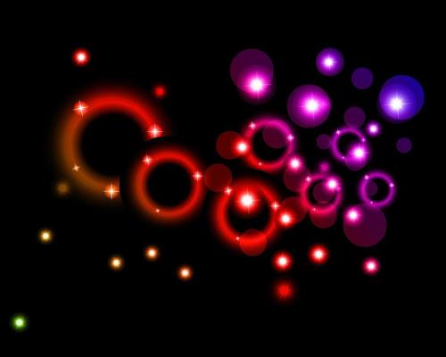 background with luminous circles and stars of different colors