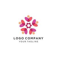 colorful people group logo template vector