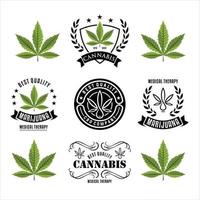 Set of medical marijuana cannabis leaf logo, labels. vector