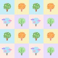 Seamless vector pattern for children in pastel colors. Change of seasons four trees at different times of the year.