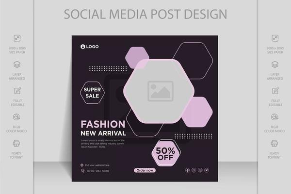 Modern dynamic Instagram, Facebook and social media post web banner template for online fashion sale