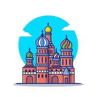 Saints Basil Cathedral Cartoon Vector Icon Illustration. Famous Building Traveling Icon Concept Isolated Premium Vector. Flat Cartoon Style