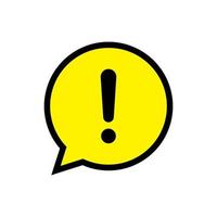Exclamation mark, warning icon vector isolated on yellow speech bubble