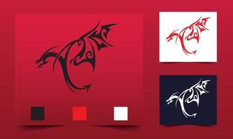 modern simple dragon logo isolated in red background vector