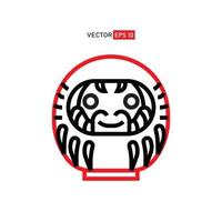 icono de muñeca daruma o icono de flor de sakura diseño plano simple aislado en fondo blanco vector