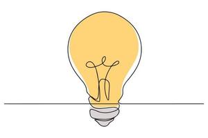 Light bulb linear icon Continuous line drawing. Fashion minimalist illustration. One line drawing. Vector illustration