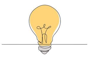 Light bulb linear icon Continuous line drawing. Fashion minimalist illustration. One line drawing. Vector illustration