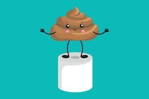 Brown poop illustration. Pile of dog poo in flat cartoon style isolated on white background. Funny excrement art. vector