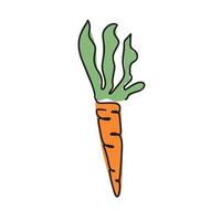 Simple carrot design in continuous line art drawing style. Growing carrot plant minimalist black linear sketch isolated on white background. Vector illustration.