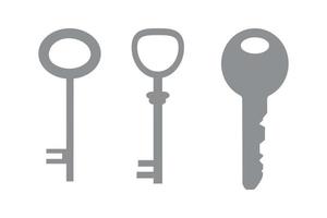 Set of keys in flat style. Vector illustration isolated on white background.