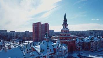 vista aérea de las vistas de yoshkar ola, invierno rusia video