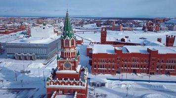 vista aérea de las vistas de yoshkar ola, invierno rusia video