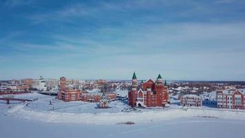 vista aérea dos pontos turísticos de yoshkar ola, inverno rússia video