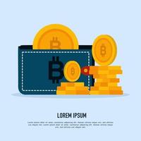 Crypto wallet vector illustration. Digital Wallet Technology for cryptocurrency. bitcoin cryptocurrency wallet. Earn money to your e-wallet