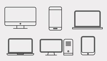 iconos de línea de computadora y electrónica vector