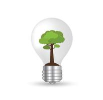 a tree inside light bulb ecology nature vector