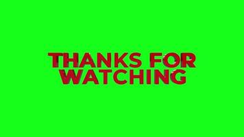 Thanks for Watching 3D Red Text with Light Sweep Effect on Green Background video