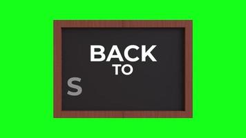 terug naar school- animatie Aan een 3d weergegeven schoolbord animatie Aan groen achtergrond video