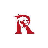 vector de stock de logotipo de león de letra inicial de lujo r, el logotipo r se combina con un león