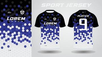 diseño de jersey deportivo de camiseta azul negro vector